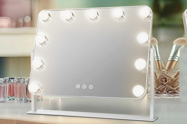 Καθρέφτης με βάση 880109 μακιγιάζ USB λευκός 11 LED μεταλλικός 44x7x36εκ. - Image 2