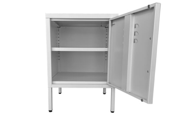 Κομοδίνο μεταλλικό Drawdoor-40 γαλβανιζέ λευκό 40x40x57εκ. με 1 μεταλλικό ράφι και 1 πορτάκι - Image 2