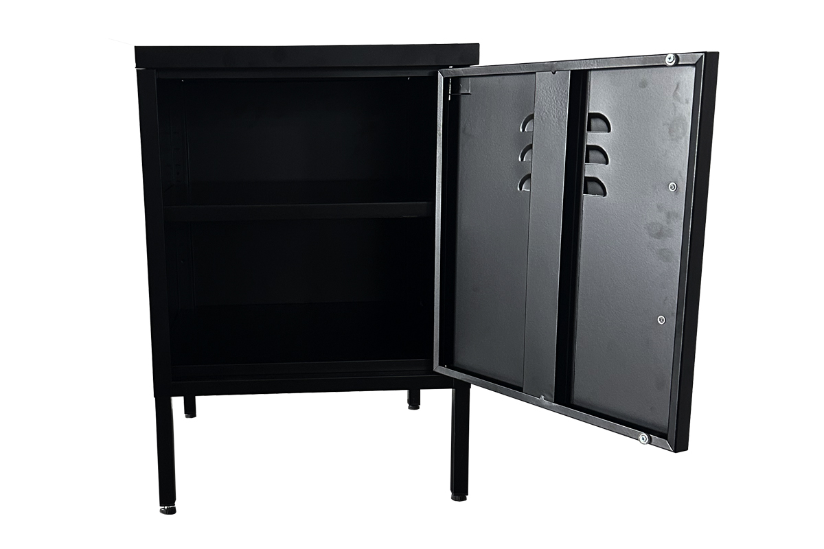 Κομοδίνο μεταλλικό Drawdoor-40 γαλβανιζέ μαύρο 40x40x57εκ. με 1 μεταλλικό ράφι και 1 πορτάκι - Image 2