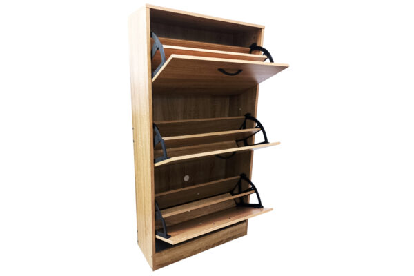 Παπουτσοθήκη ξύλινη Zefiros με 3 πόρτες Sonoma 60x24x116εκ. μελαμίνης - Image 2
