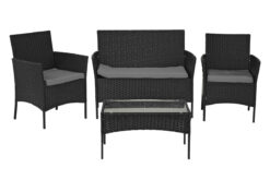 Alternative view of Σαλόνι κήπου 795800 σετ 4τεμ. Rattan μαύρο κάθισμα γκρι μαξιλάρι 5εκ. μαύρος μεταλλικός σκελετός