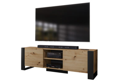 Έπιπλο τηλεόρασης 6265 Arlisan Oak- Black με 2 ντουλάπια 3 ράφια 160x36,5x51εκ. μελαμίνης