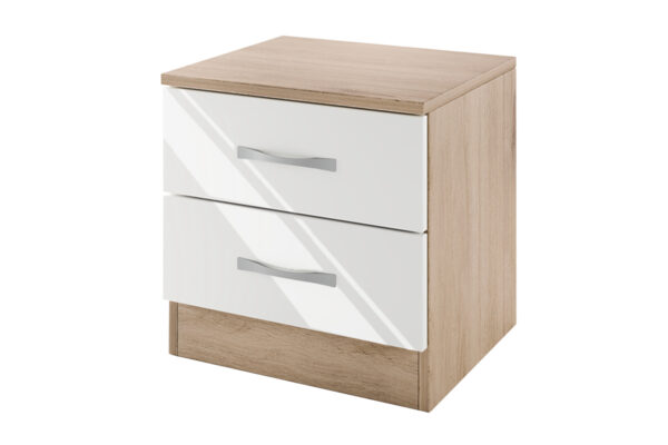 Κομοδίνο 3055 Ξύλινο Arwen Oak -White Polish με 2 συρτάρια 40x35,5x41εκ. - Image 2