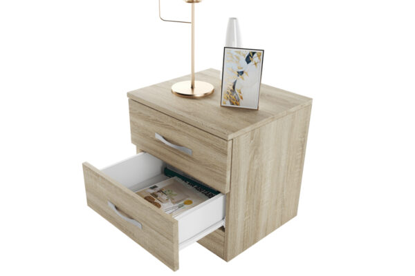 Κομοδίνο 3055 Ξύλινο Oak Sonoma-Oak Sonoma με 2 συρτάρια 40x35,5x41εκ. - Image 3