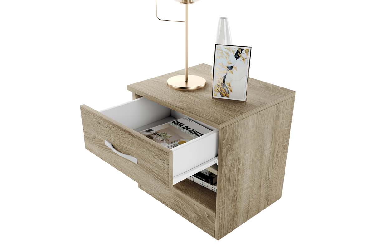 Κομοδίνο 3007 Ξύλινο Oak sonoma-Oak sonoma με 1 συρτάρι 1 ράφι 40x35,5x41εκ. - Image 3
