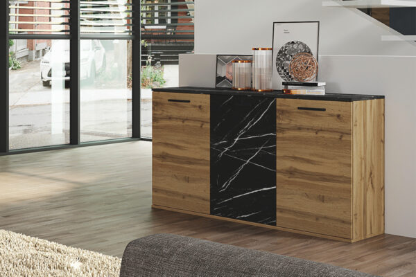 Μπουφές 3071 Ξύλινο Dakota Oak- Murble Petra με 3 πόρτες 138x42,5x76εκ. - Image 2