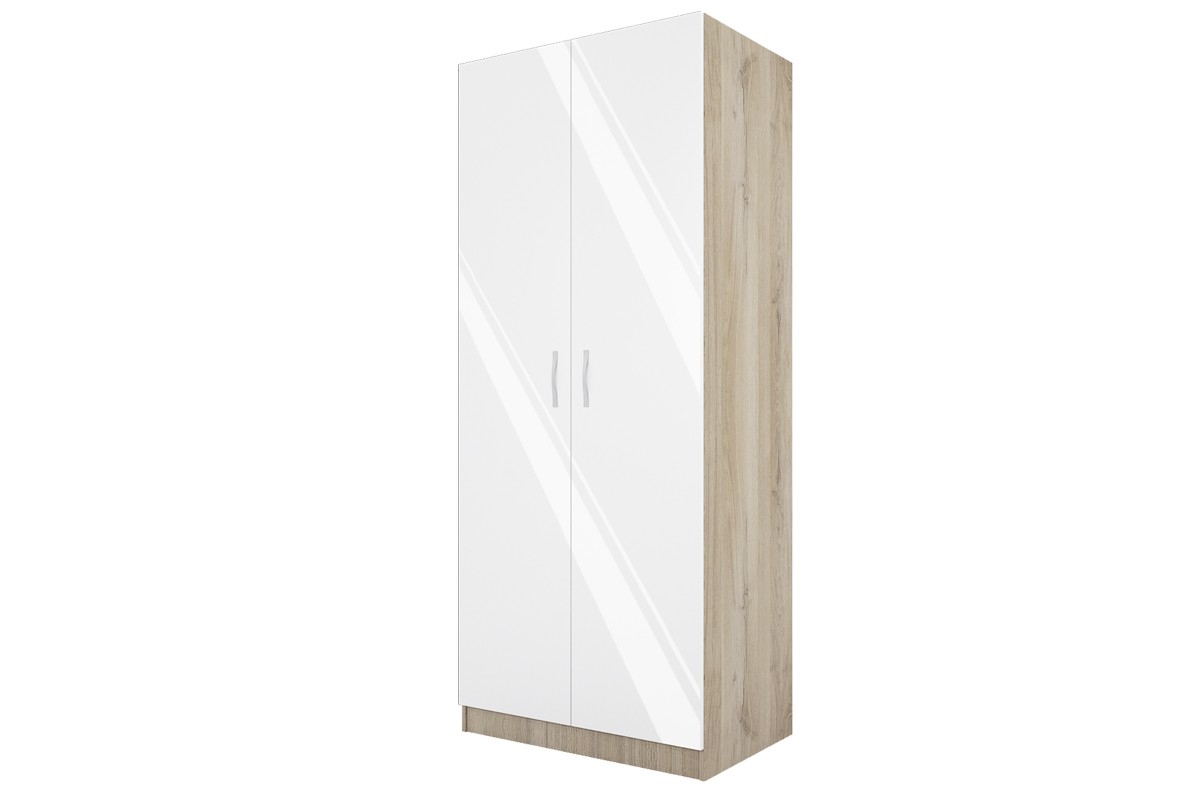 Ντουλάπα ξύλινη City 1001 2φυλλη Arwen Oak- White Polish 1 ράφι 1 κρέμασμα  80x52x190εκ.