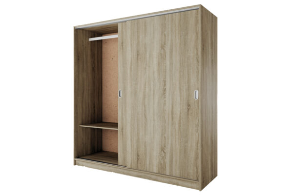 Ντουλάπα ξύλινη City 1009 συρόμενη Oak Sonoma -Oak Sonoma με 4 ράφια-1 κρέμασμα 180x59x191εκ. - Image 3