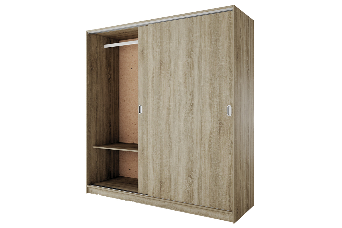 Ντουλάπα ξύλινη City 1009 συρόμενη Oak Sonoma -Oak Sonoma με 4 ράφια-1 κρέμασμα 180x59x191εκ. - Image 3