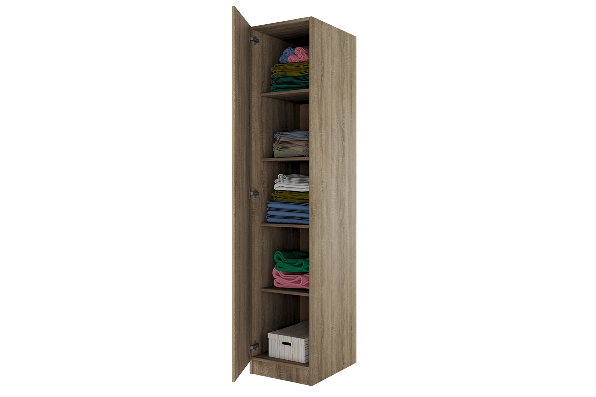 Ντουλάπα ξύλινη City 1010 1φυλλη Oak Sonoma- Oak Sonoma με 4 ράφια 40x52,5x191εκ. - Image 3