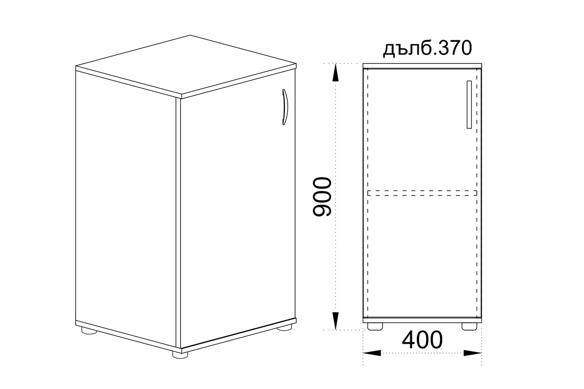 Ντουλάπι ξύλινο 6234 Arwen Oak με 1 πόρτα 1 ράφι 40x37x90εκ. μελαμίνης - Image 2