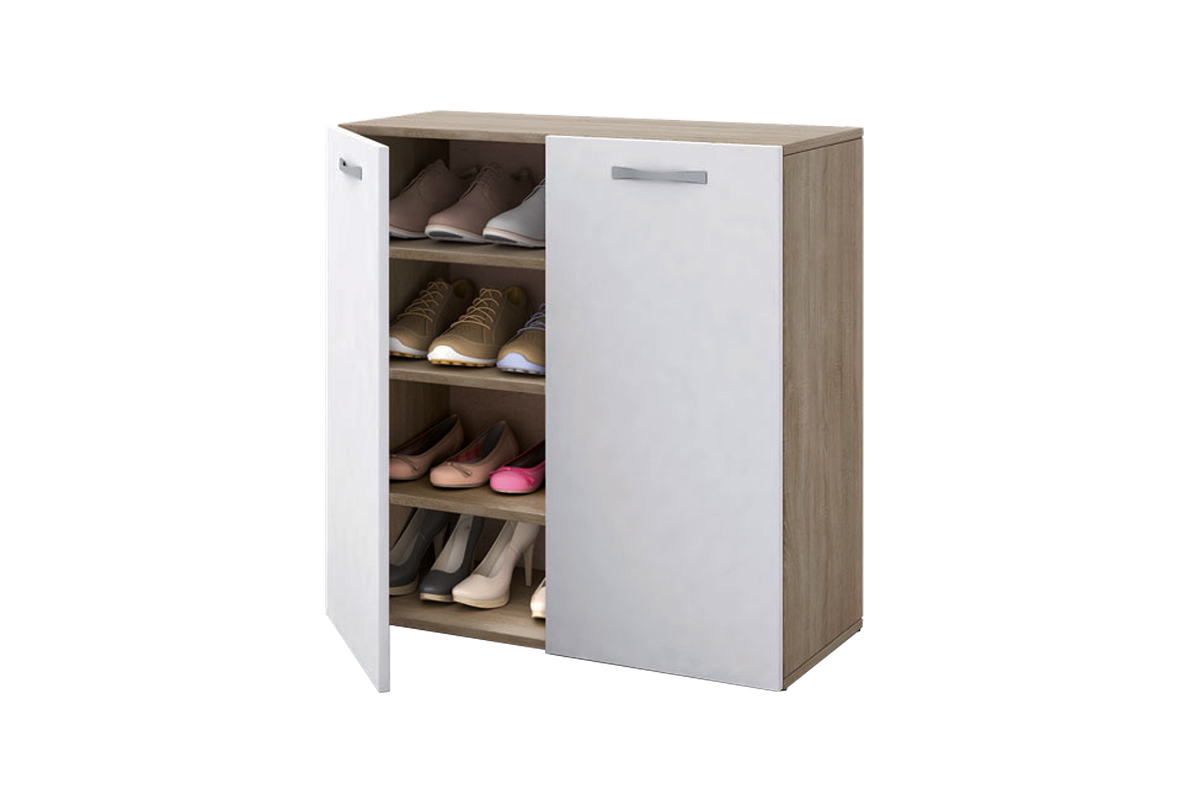 Παπουτσοθήκη-Ντουλάπι 4051 ξύλινη Oak Sonoma Dark-White με 2 πόρτες 75x33,5x85εκ. μελαμίνης - Image 2