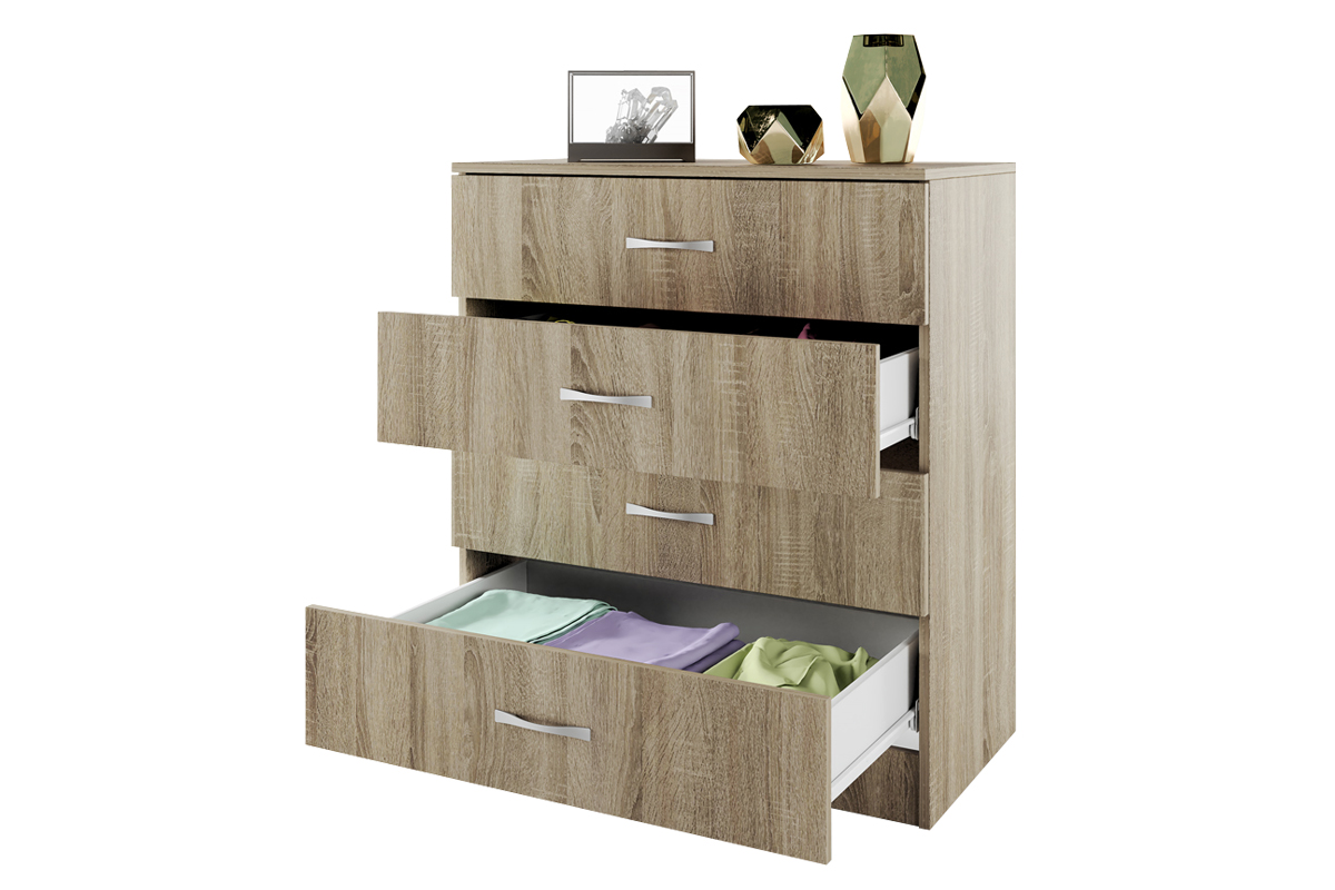 Συρταριέρα 3003 ξύλινη με 4 συρτάρια Oak Sonoma- Oak Sonoma 80x43,5x91εκ. - Image 3